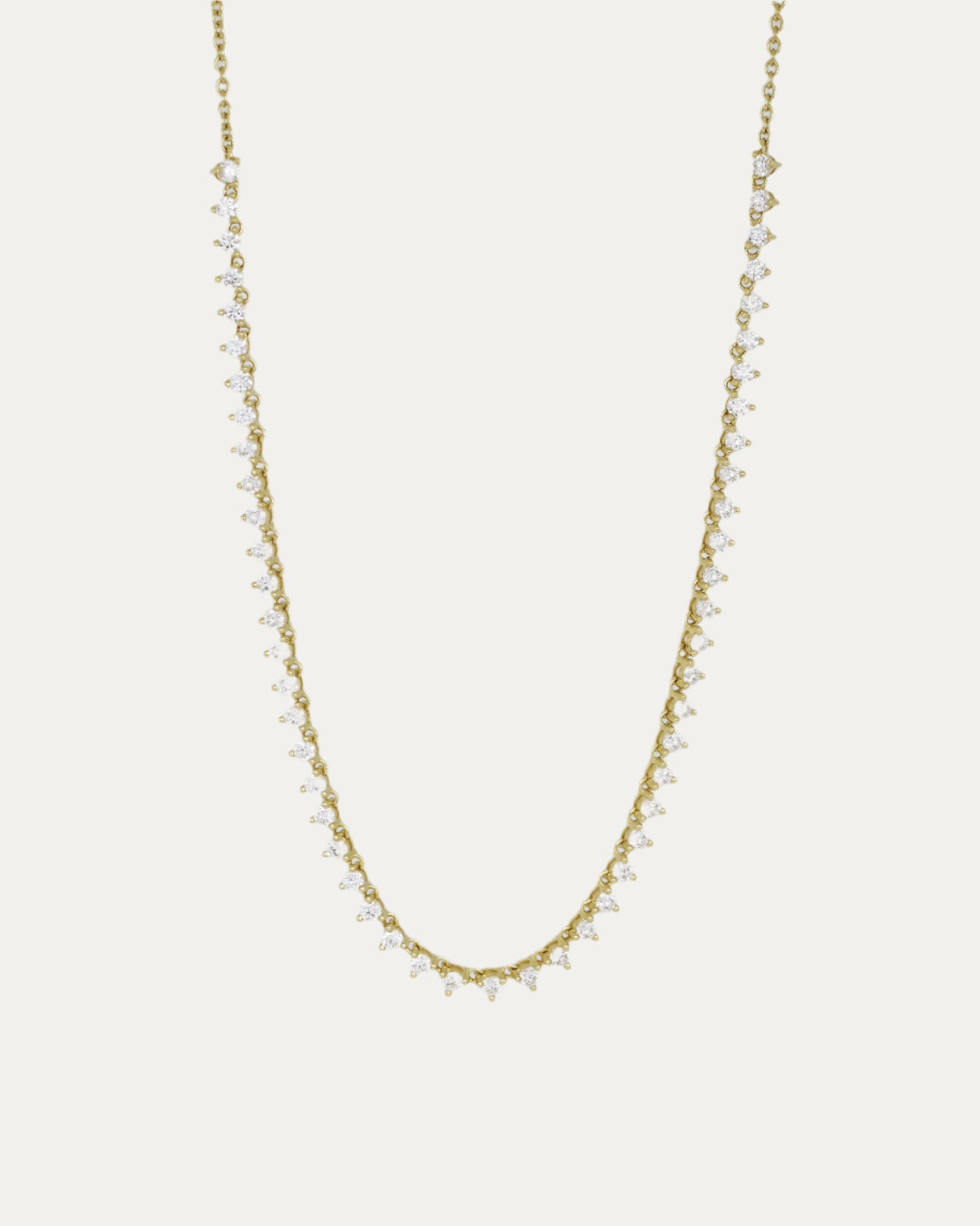18k Gold Half Diamond Tennis Necklace