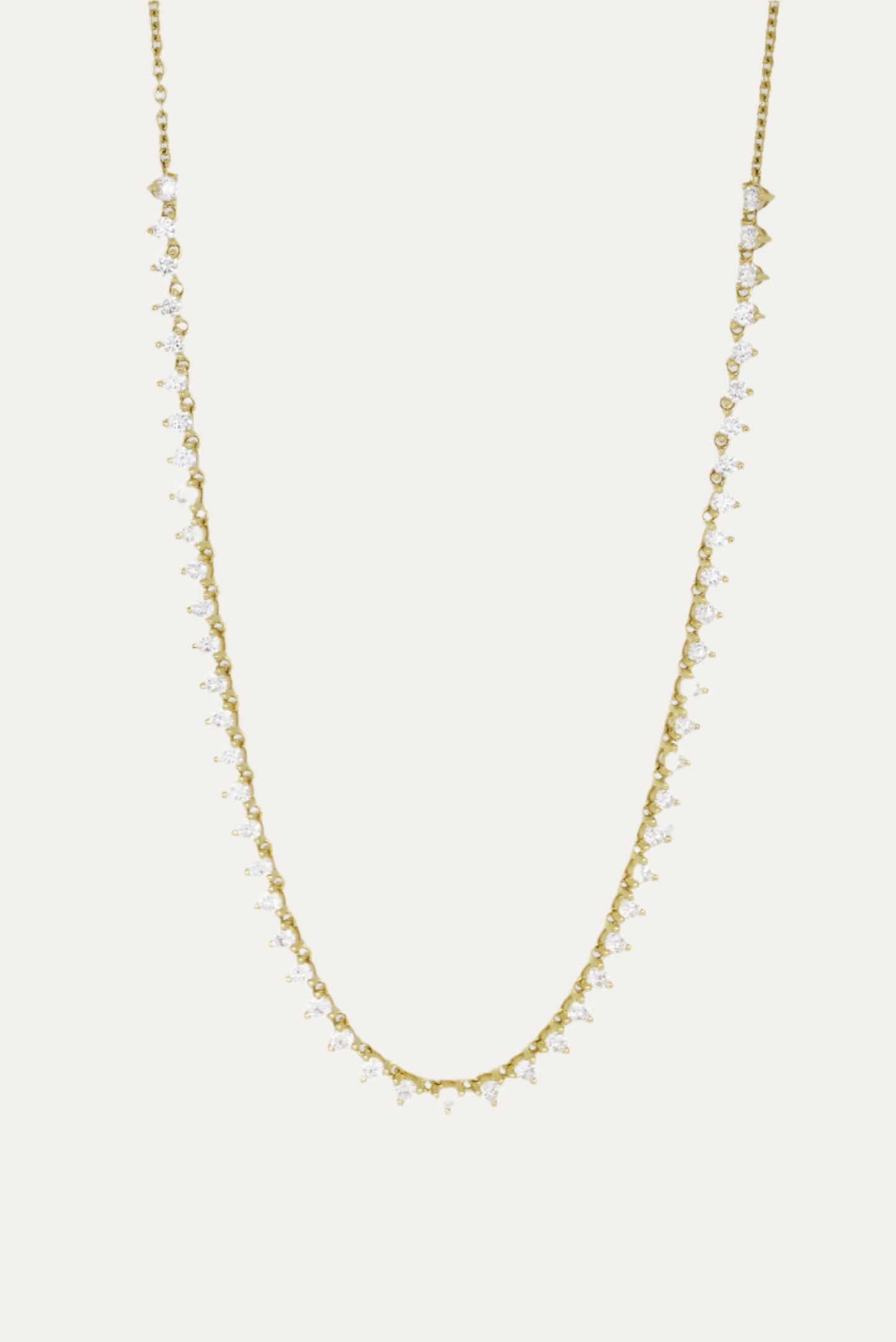 18k金鑽石頸鍊 頸鏈 18k Gold Half Diamond Tennis Necklace