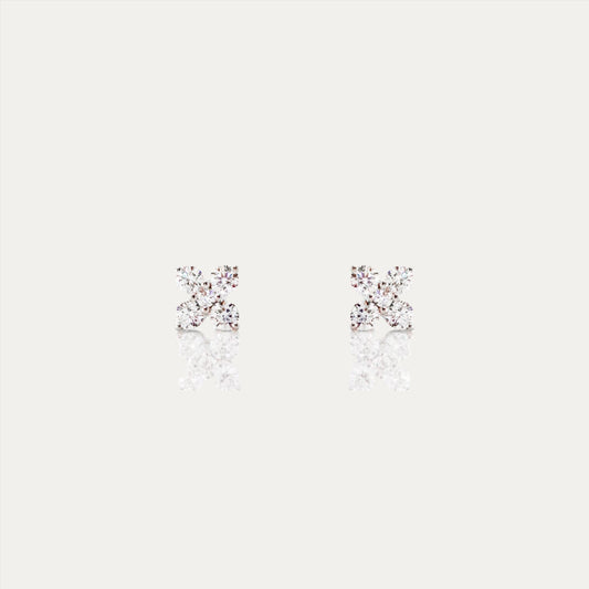 8k White Gold 0.37ct Clover Diamond Earrings 18k白金四葉草形鑽石耳環