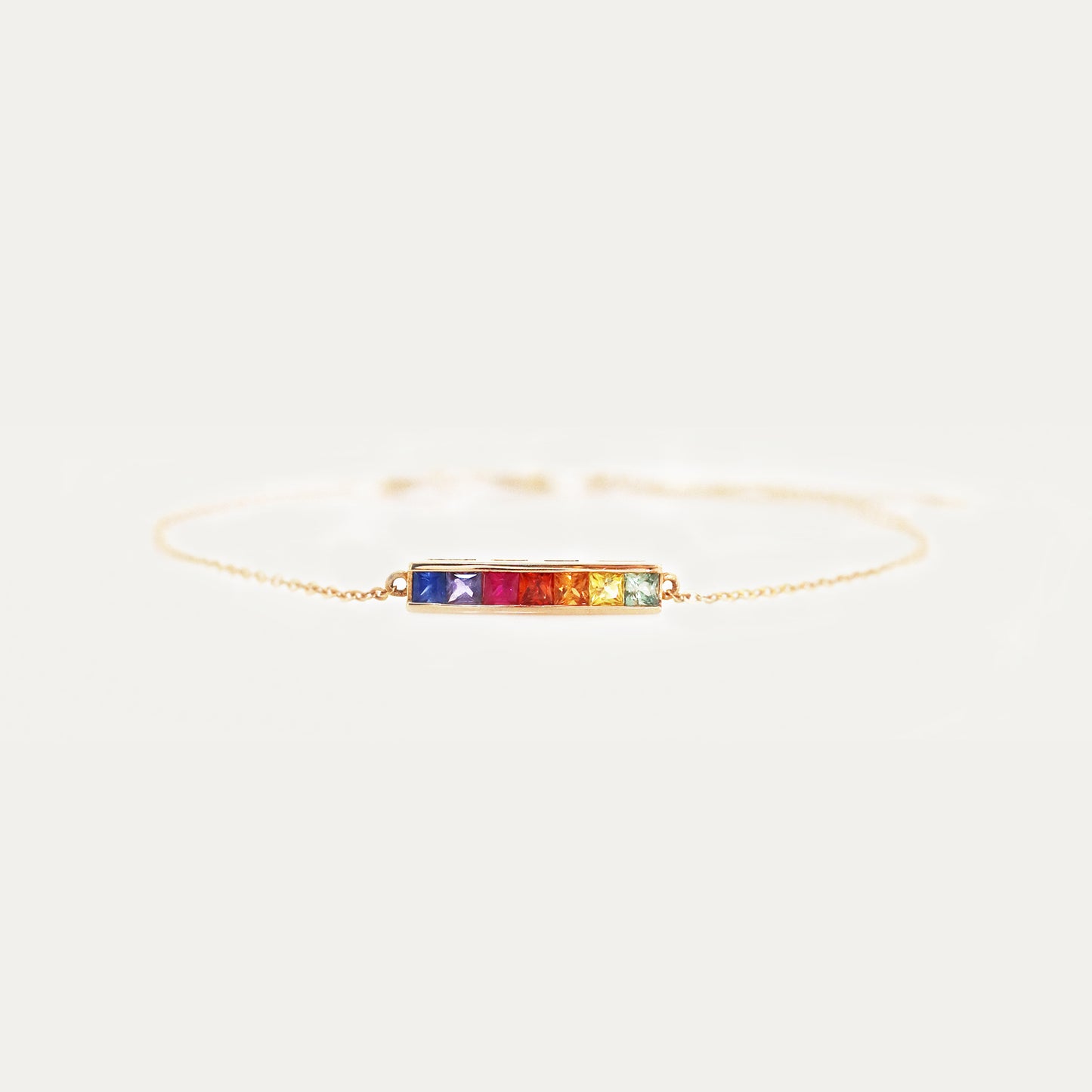 18k Rose Gold Princess Cut Tutti Frutti Sapphire Bracelet 18k玫瑰金公主方切割彩色藍寶石手鏈