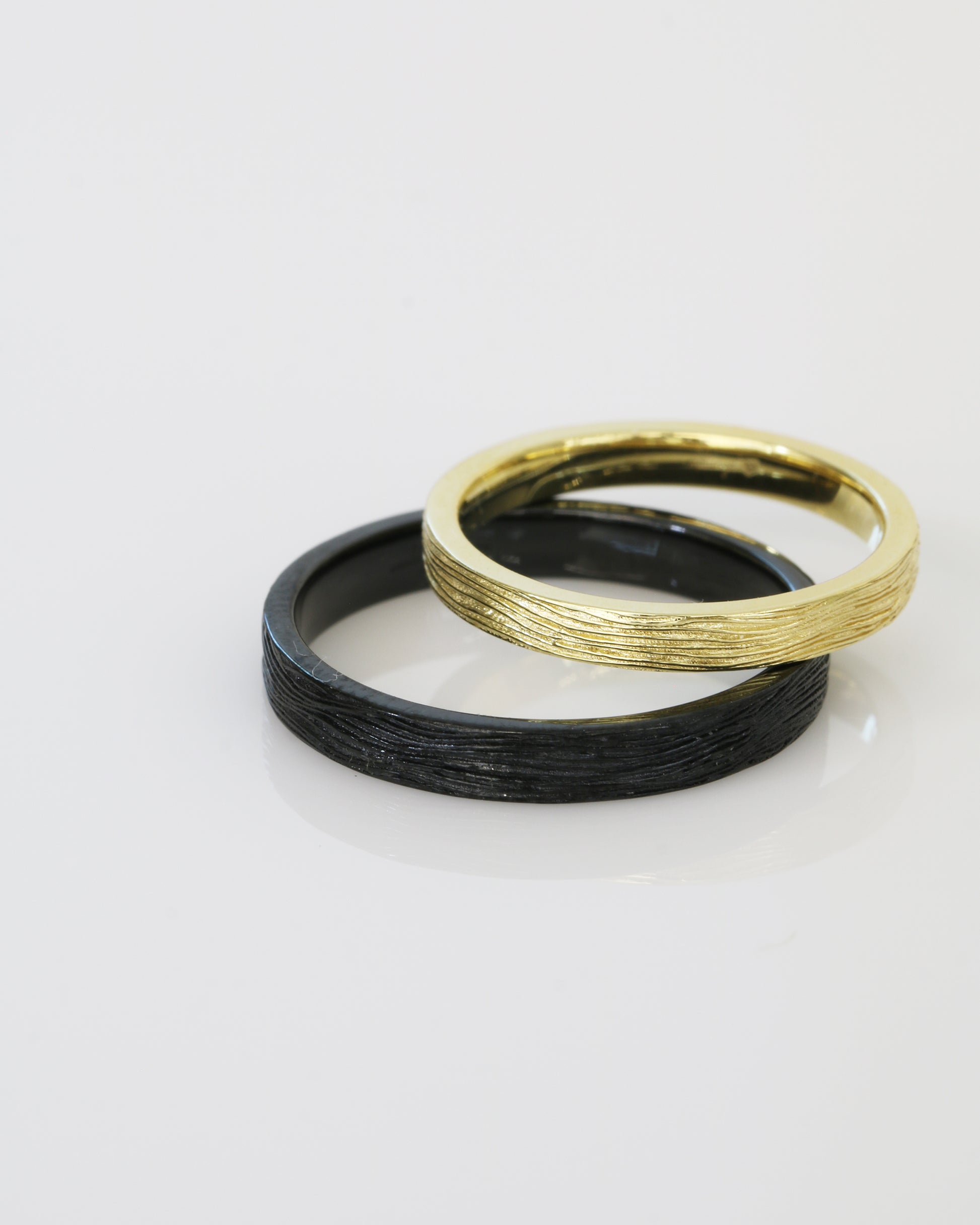 18k黑金配黃金樹紋戒指 Tree Pattern Ring