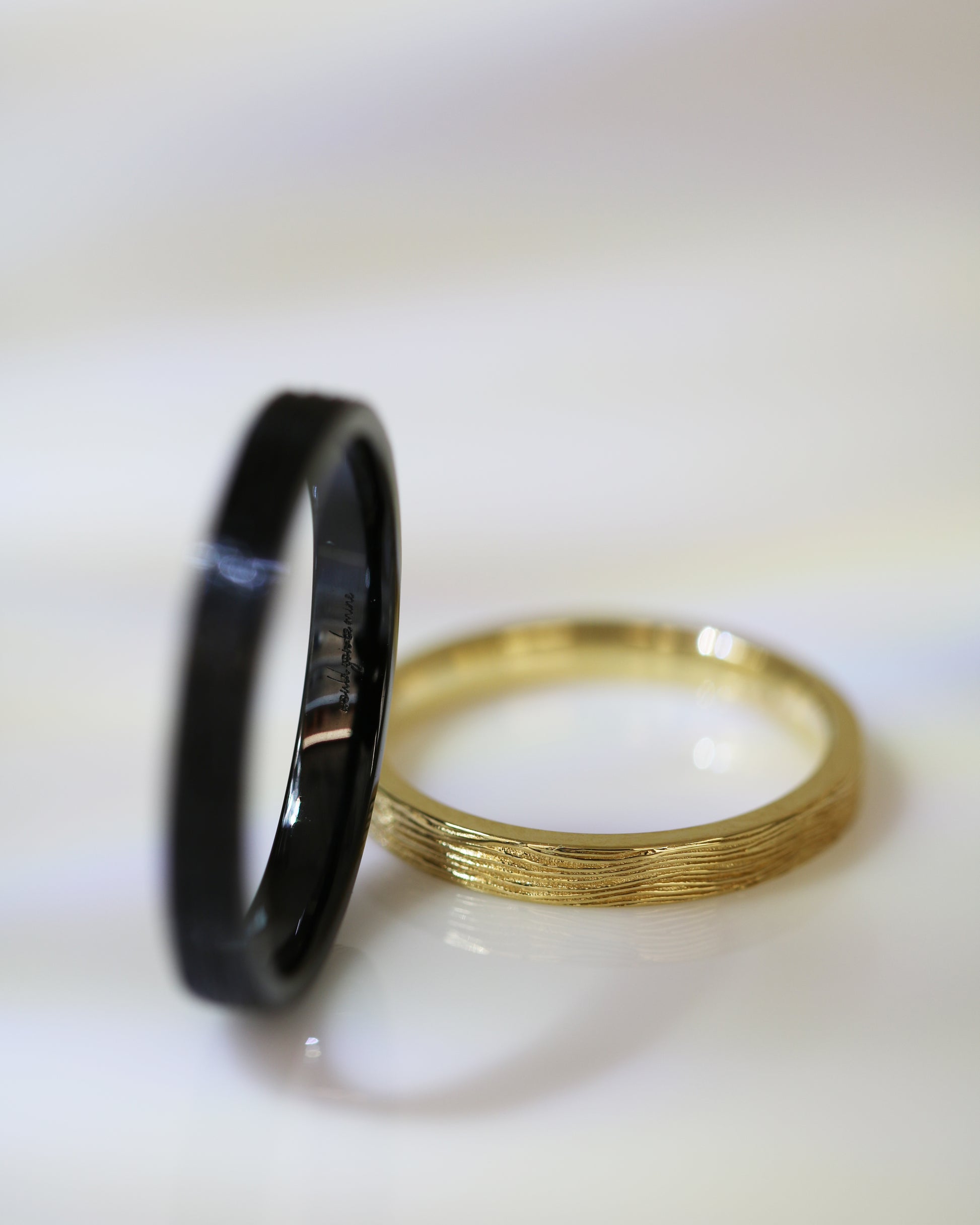 18k黑金配黃金樹紋戒指 Tree Pattern Ring
