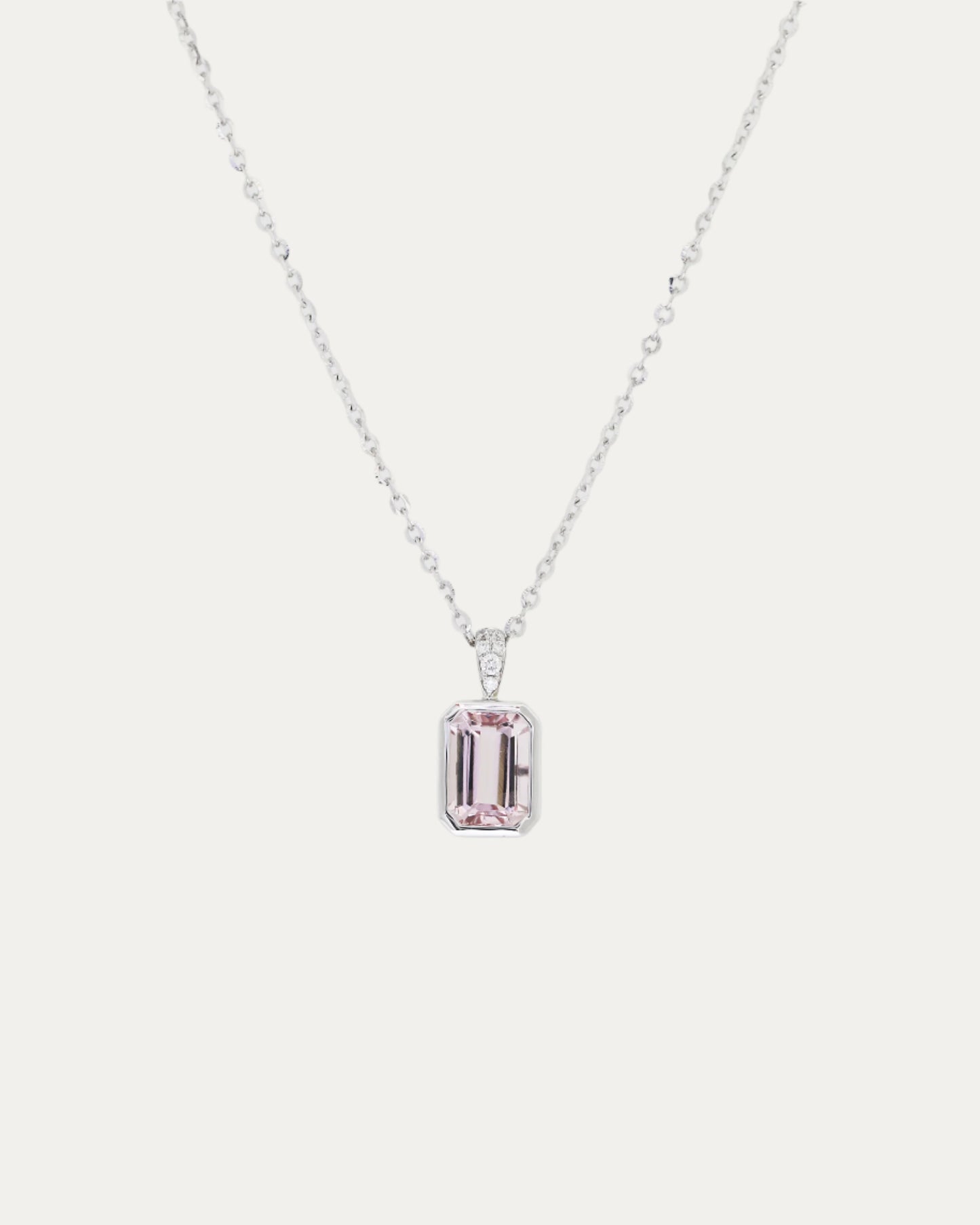 18k Gold Morganite Diamond Pendant Necklace