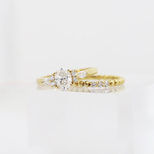 Euphorbia Vintage 18k Yellow Gold 4-Prong Oval Diamond Engagement Ring Setting 18k黃金四爪復古求婚鑽石戒指款式