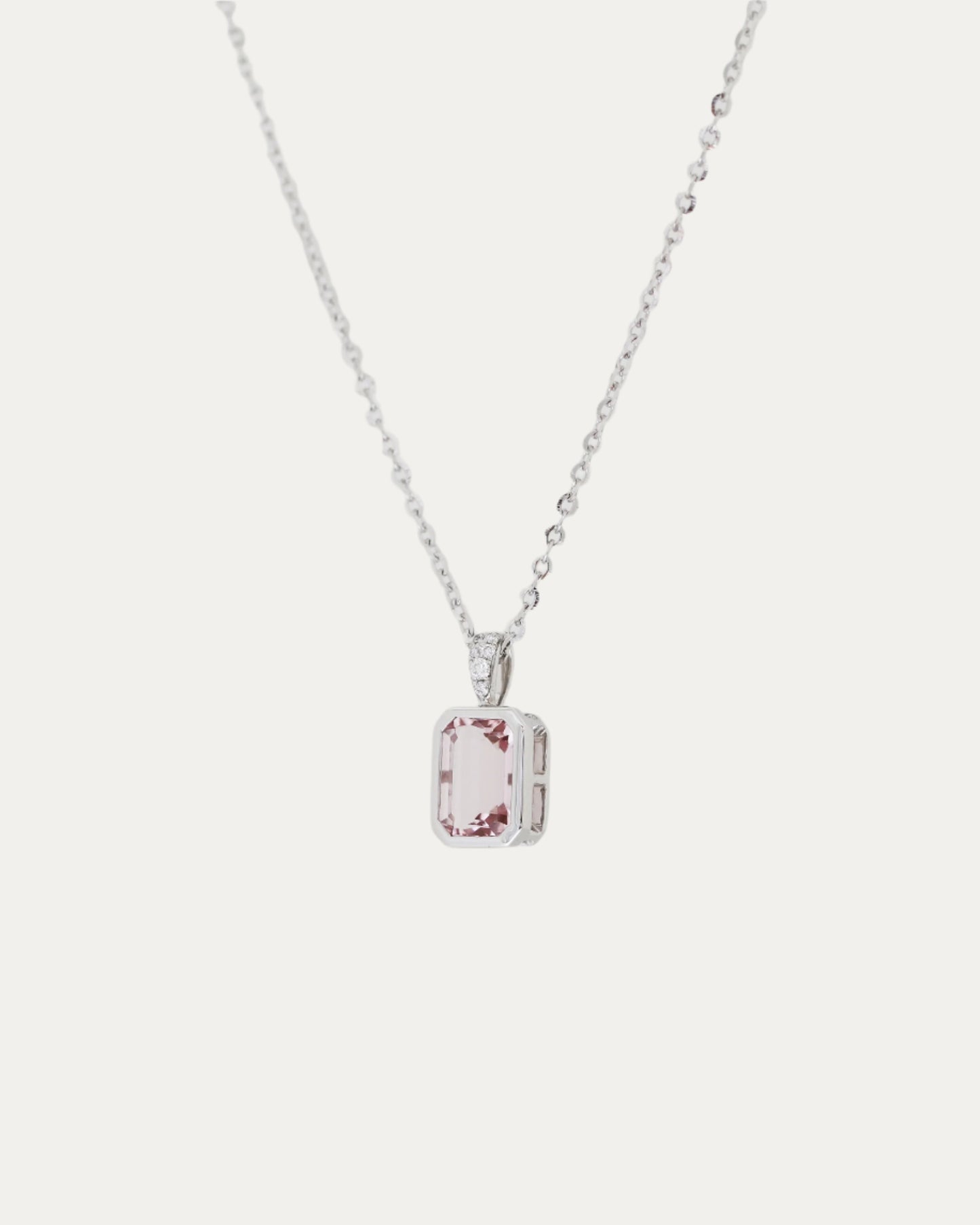 18k Gold Morganite Diamond Pendant Necklace