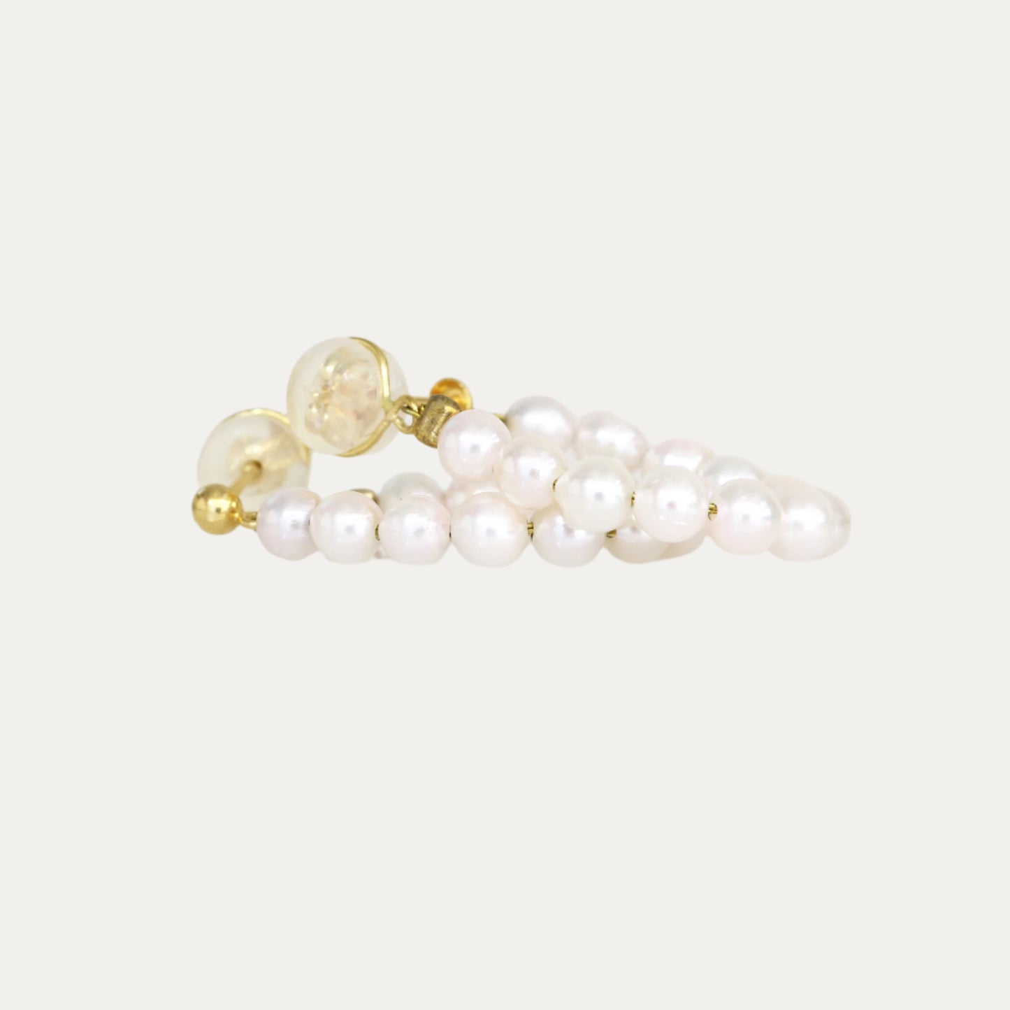 18k Yellow Gold Baby 3-3.5mm Akoya Pearl Earrings, Pair