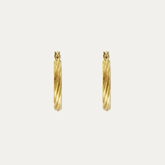 18k Yellow Gold Huggie Hoop Earrings, Pair