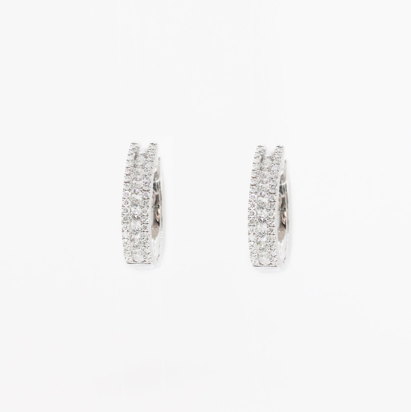 18k White Gold Diamond Hoop Earrings, Pair