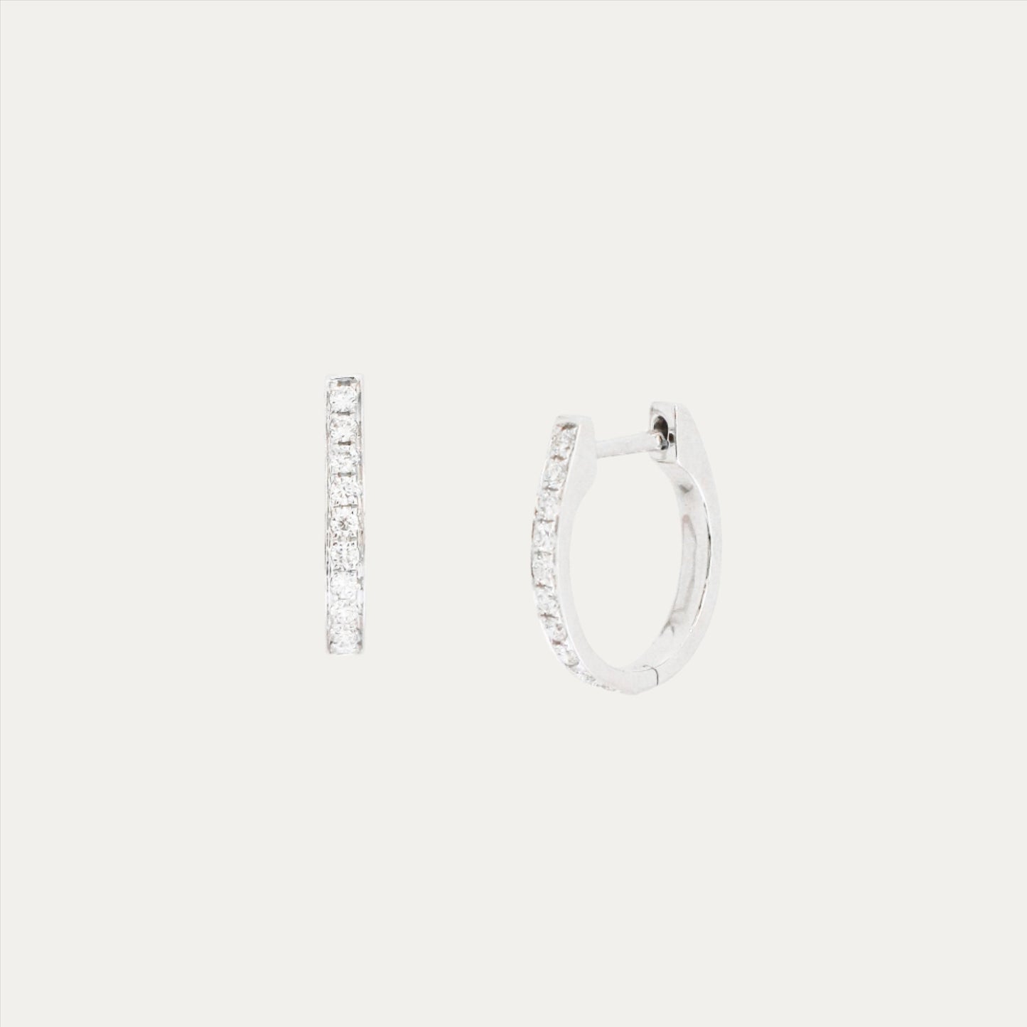 18k White Gold 0.27ct Diamond Huggie Earrings, Pair