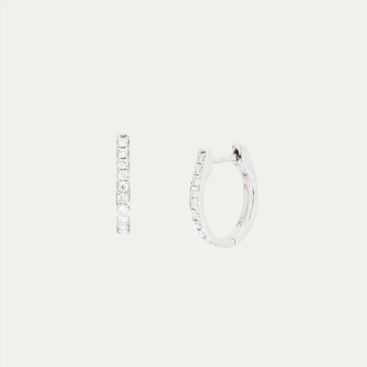 18k White Gold 0.27ct Diamond Huggie Earrings, Pair