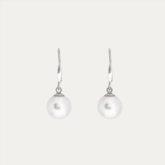 18k White Gold 8.5-9mm Akoya Pearl Dangle Earrings, Pair