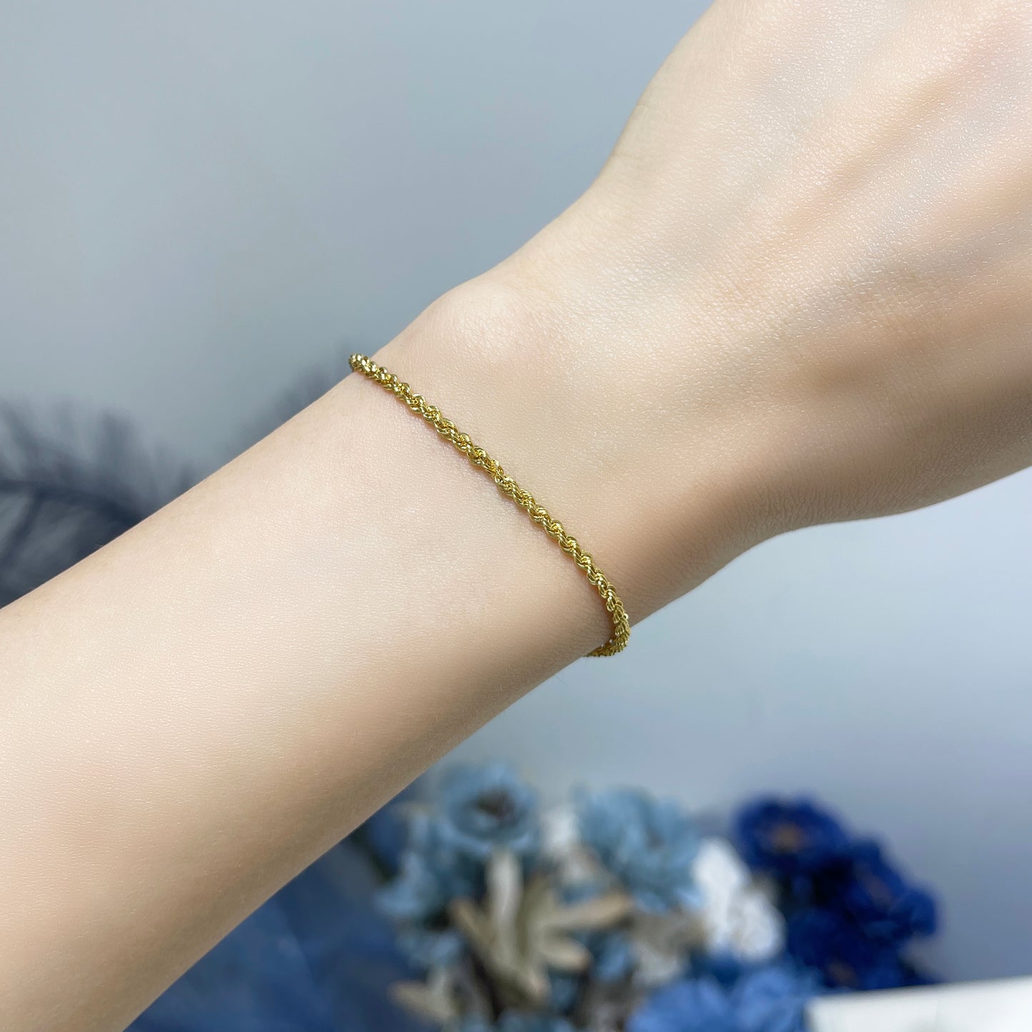 18k Yellow Gold Rope Chain Bracelet 18k黃金麻花手鏈