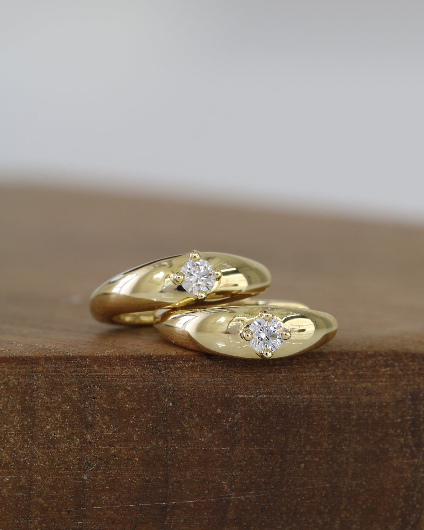 18k Yellow Gold Dome Diamond Huggie Earrings