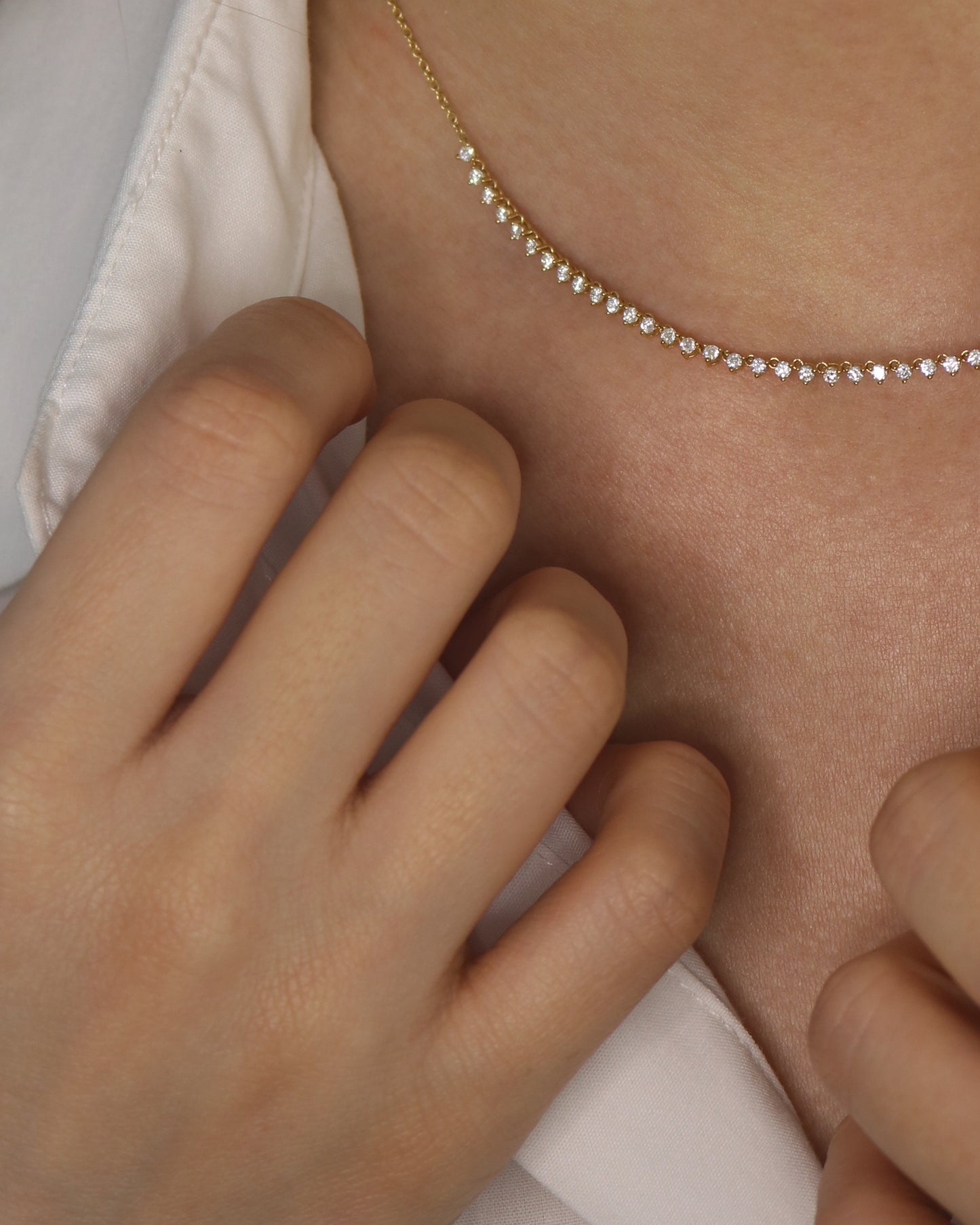 18k Gold Half Diamond Tennis Necklace