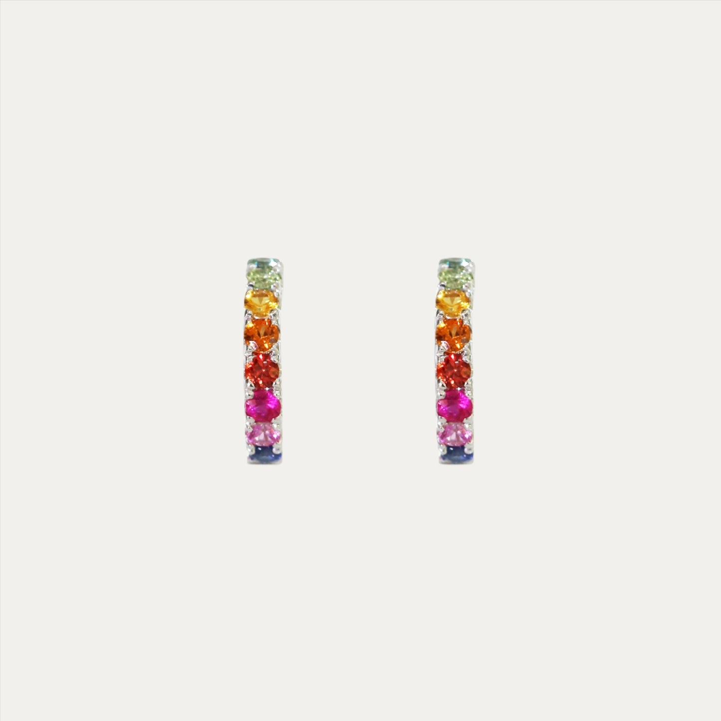 18k White Gold 0.99ct Multi-color Sapphire Earrings 18k白金彩色藍寶石耳環