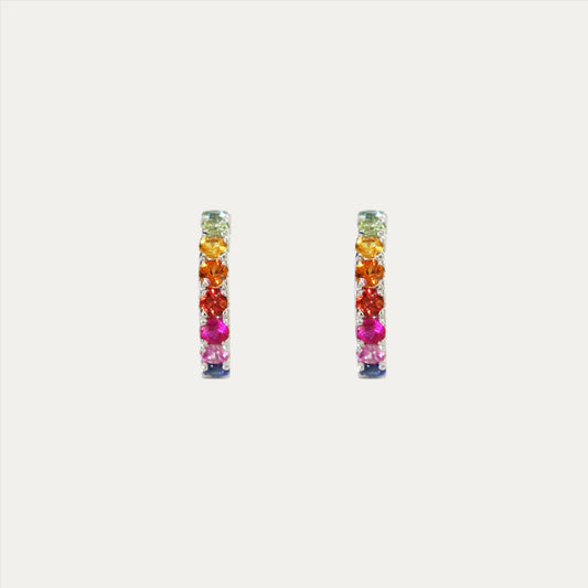 18k White Gold 0.99ct Multi-color Sapphire Earrings 18k白金彩色藍寶石耳環