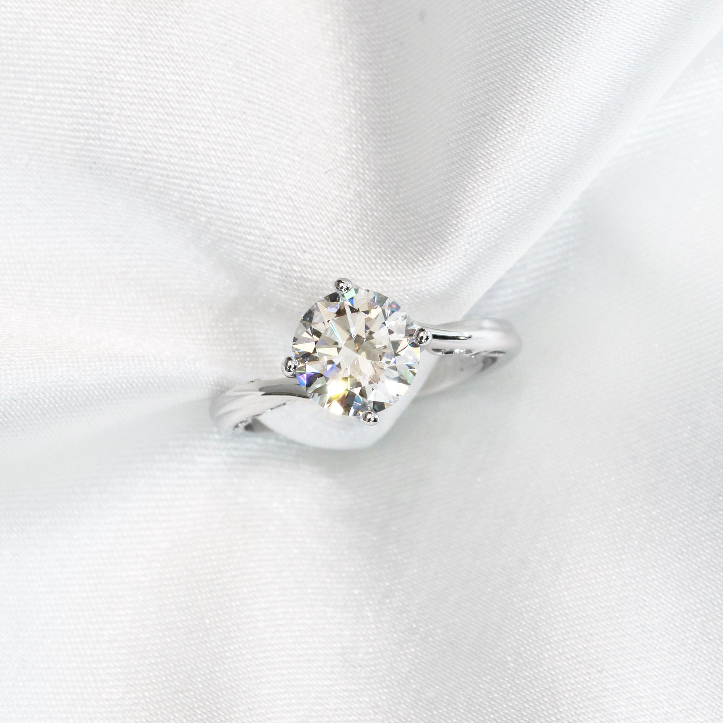 Forsythia Vintage 18k White Gold 4-Prong Diamond Engagement Ring Setting 18k白金四爪通花線條蕾絲花紋求婚鑽石戒指款式