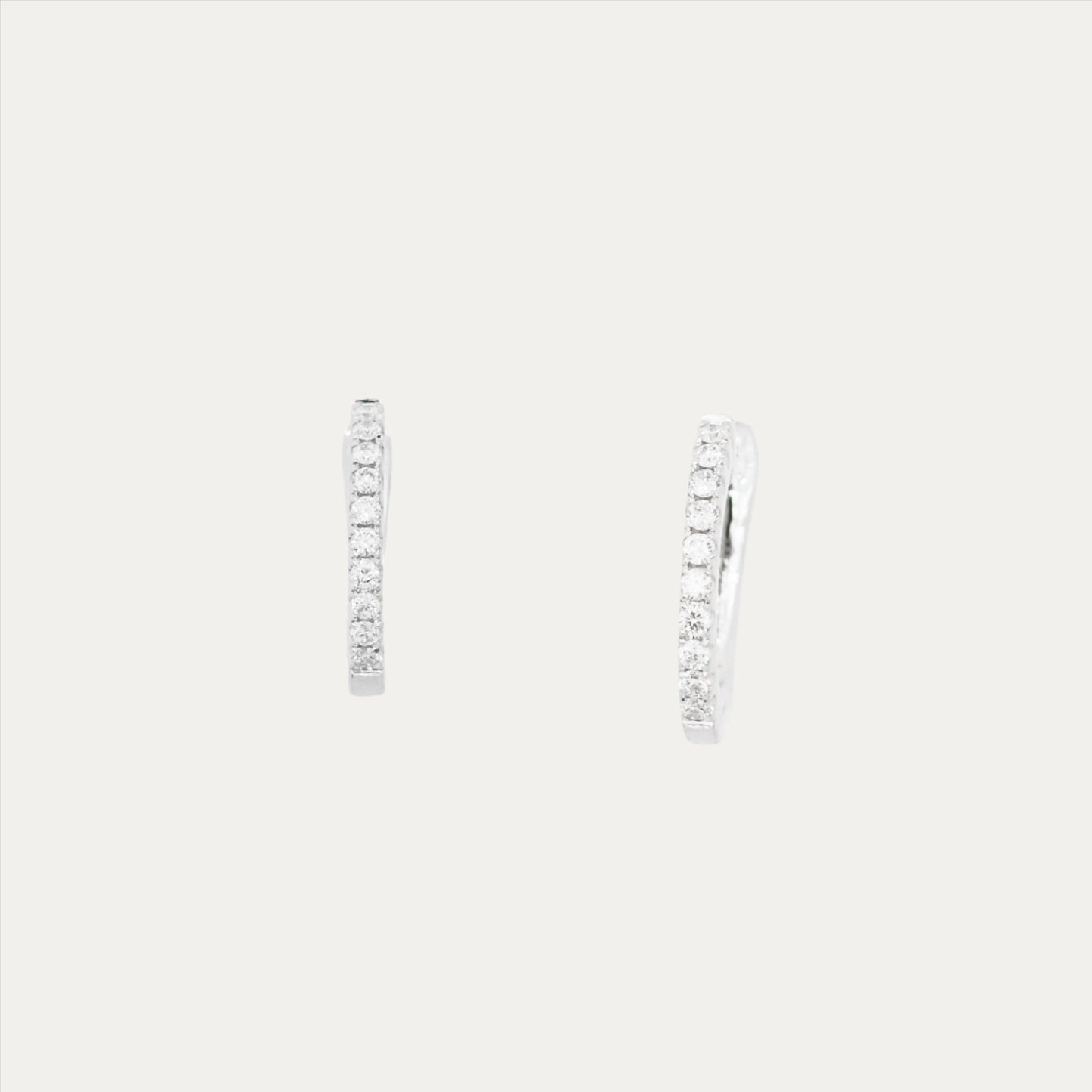 18k White Gold 0.16ct Diamond Huggie Earrings, Pair