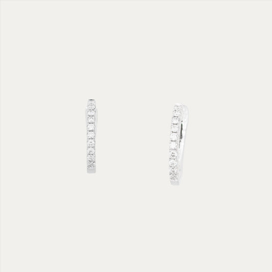 18k White Gold 0.16ct Diamond Huggie Earrings, Pair