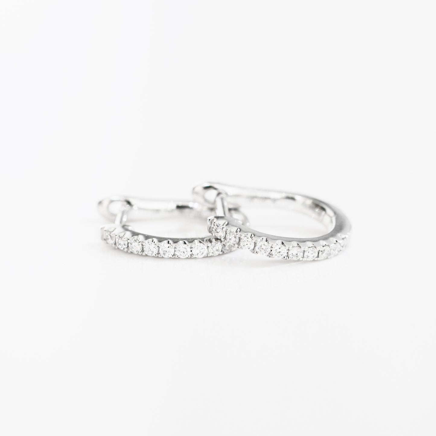 18k White Gold 0.16ct Diamond Huggie Earrings, Pair
