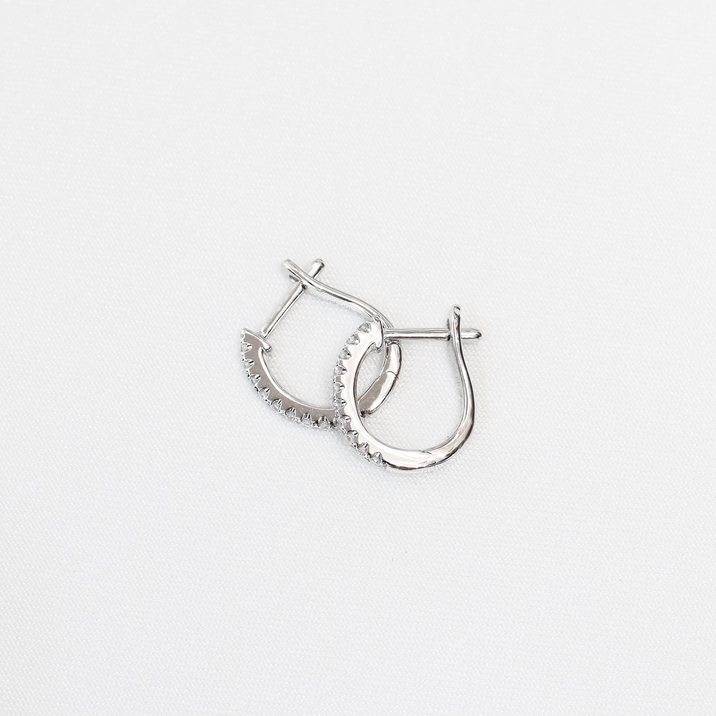 18k White Gold 0.16ct Diamond Huggie Earrings, Pair