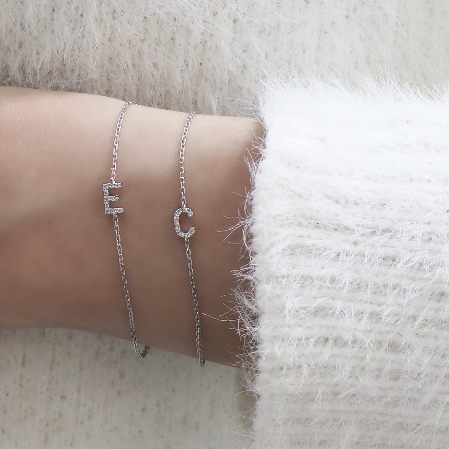 Alphabet Diamond Bracelet (White/Rose/Yellow Gold)