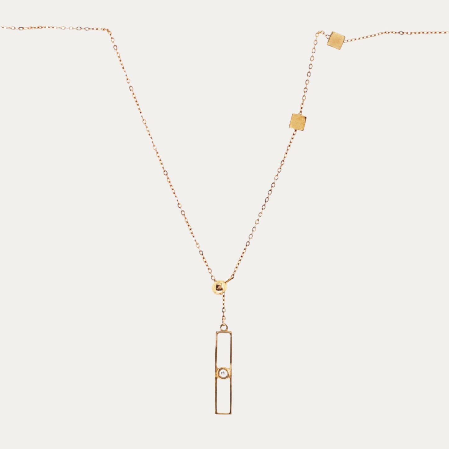 18k Rose Gold Cube Lariat Diamond Necklace