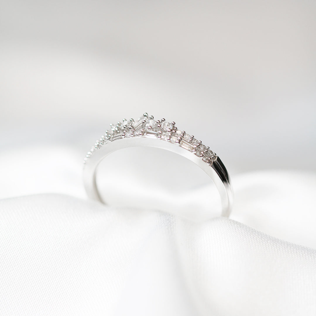 18k白金雙排鑽石戒指 18k White Gold Double Row Cluster Ring