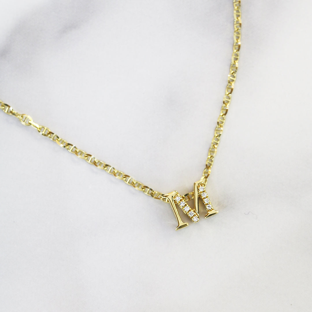18k Rose Gold Alphabet A-Z Diamond Charm Pendant