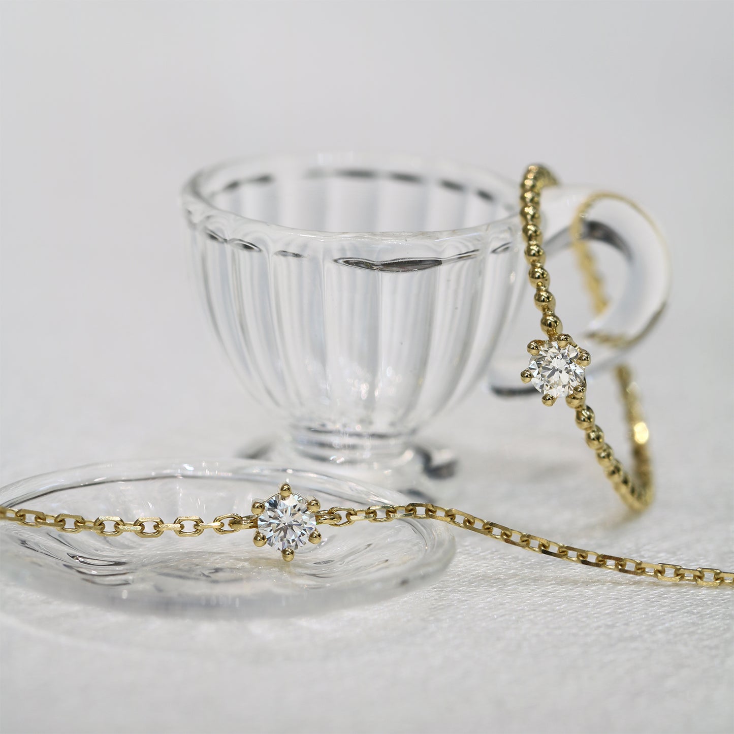 18k黃金10份鑽石戒指 18k Yellow Gold 0.10ct Diamond Beaded Ring