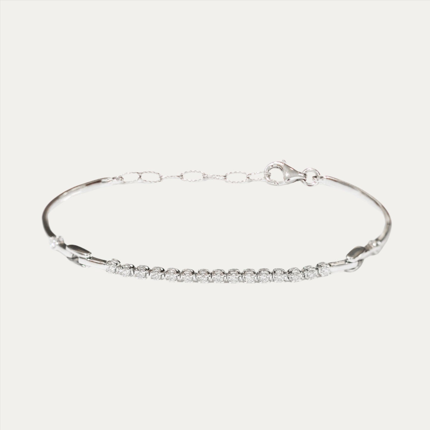 18k White Gold Diamond Bangle Bracelet 18k白金鑽石手鈪