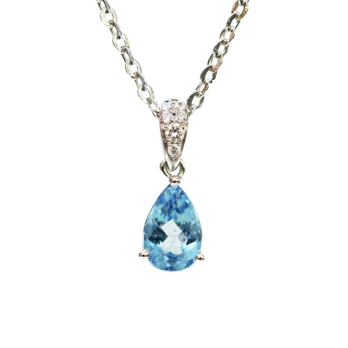 18k白金鑽石聖瑪利亞海藍寶頸鍊 18k White Gold Santa Maria Aquamarine Diamond Necklace