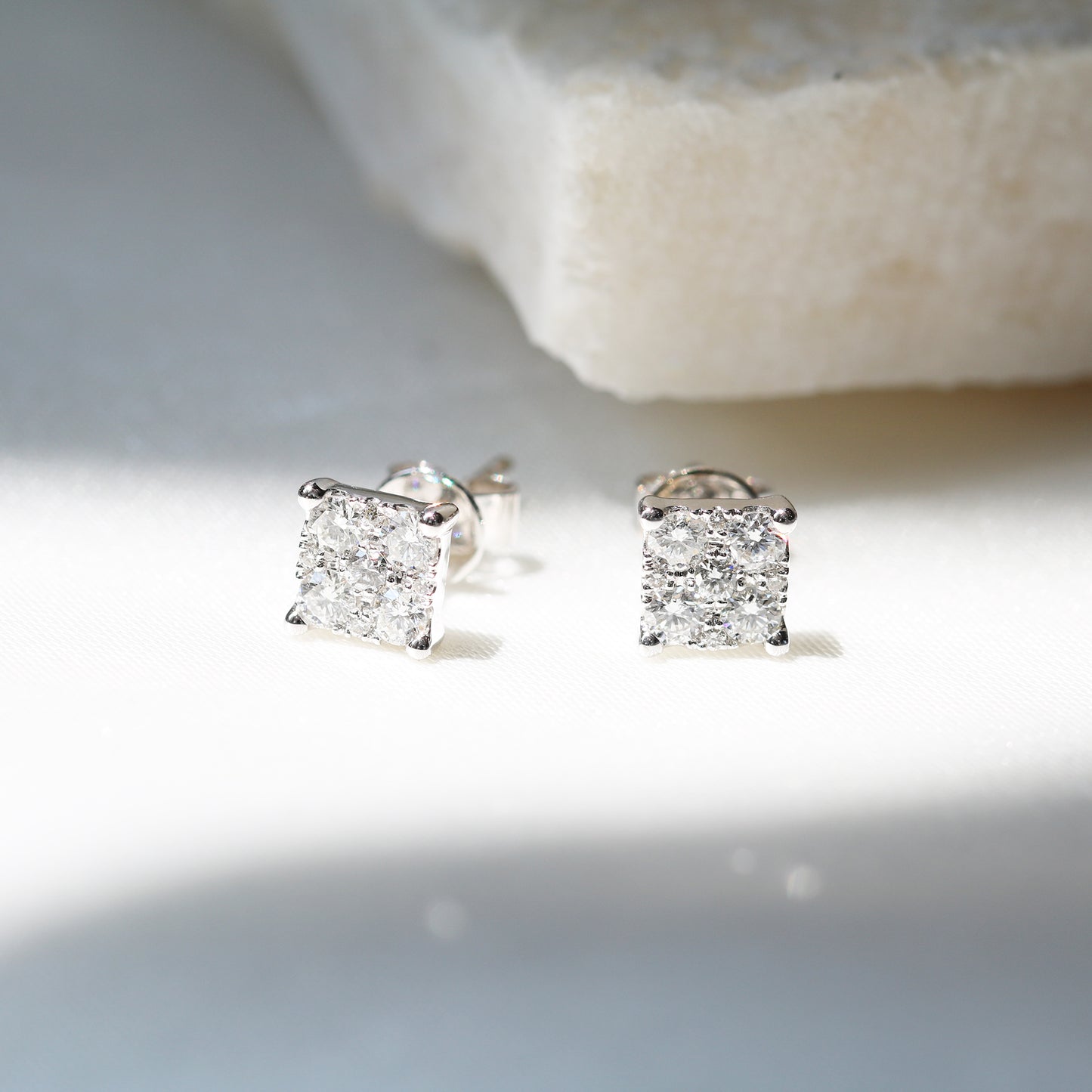 18k白金菱形鑽石耳環 18k White Gold 0.36ct 4-Diamond Earrings
