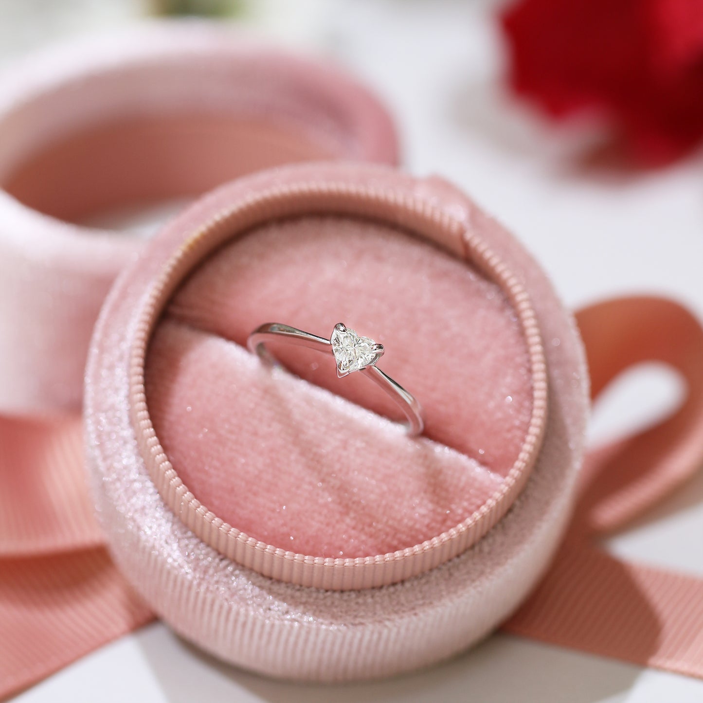 18k白金愛心鑽石戒指 18k White Gold Heart Solitaire Diamond Ring