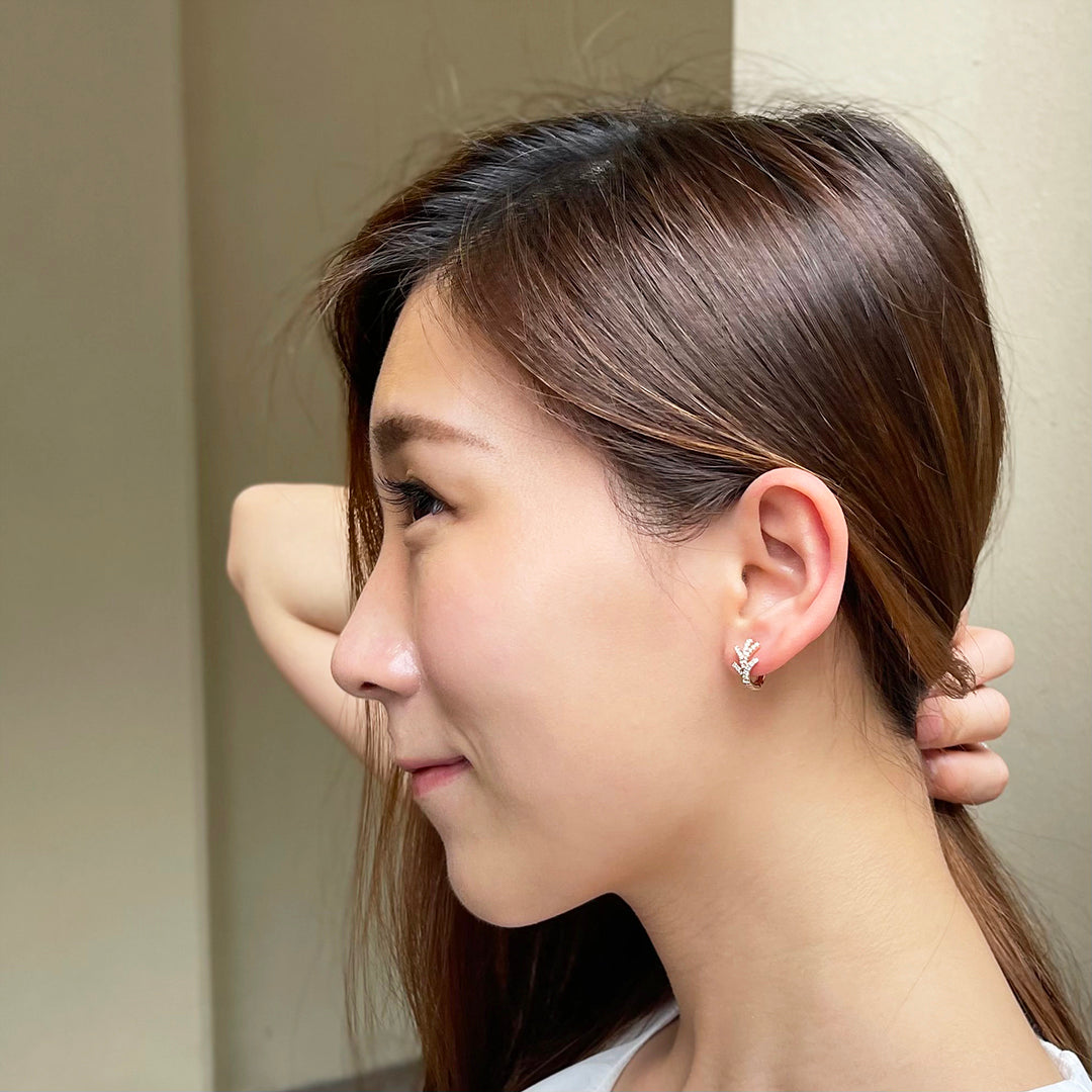 18k Rose Gold 0.37ct Huggie Hoop Earrings 18k玫瑰金鑽石耳圈