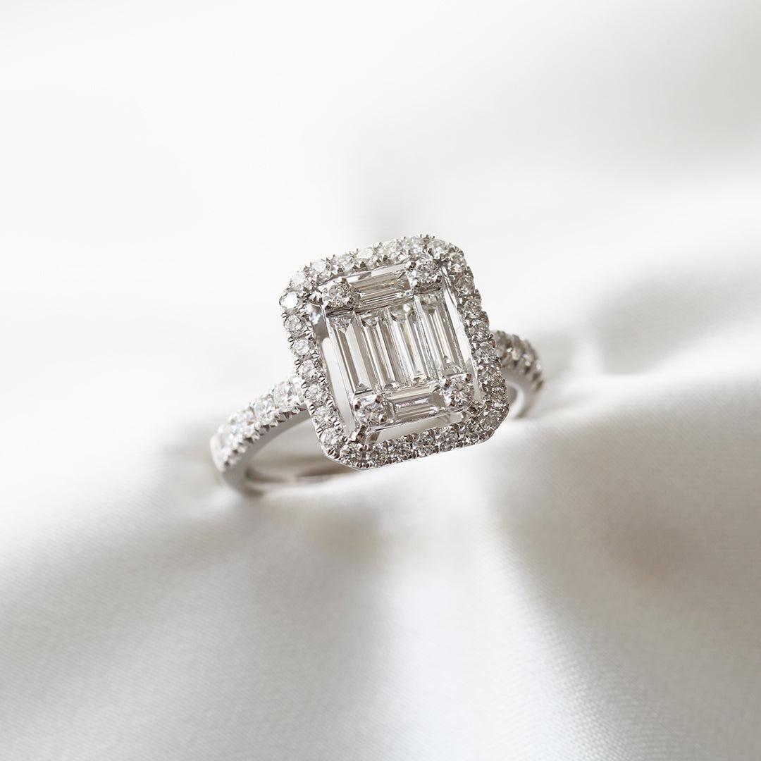 18K白金長方形切割鑽石介指 18k White Gold Baguette Step-cut Diamond Eternity Band
