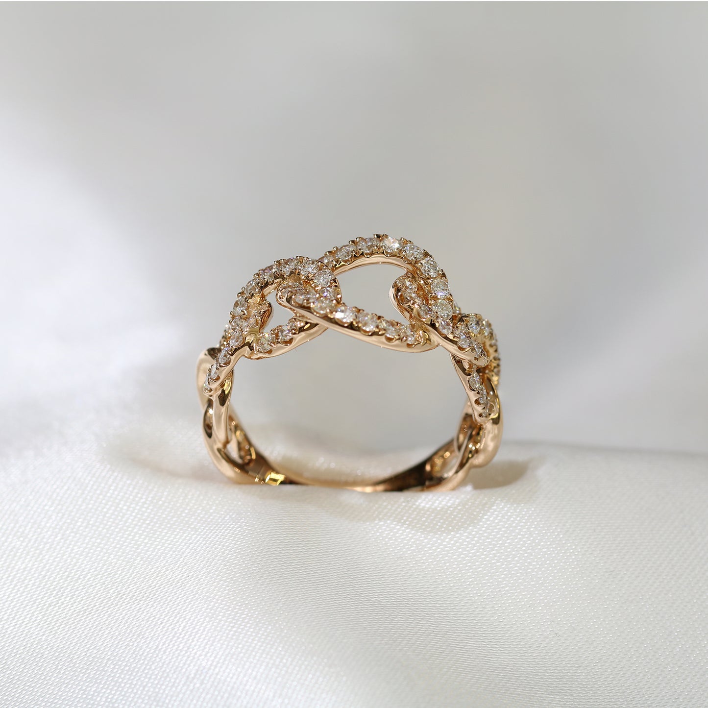 18k玫瑰金鑽石戒指 18k Rose Gold Chain Diamond Ring
