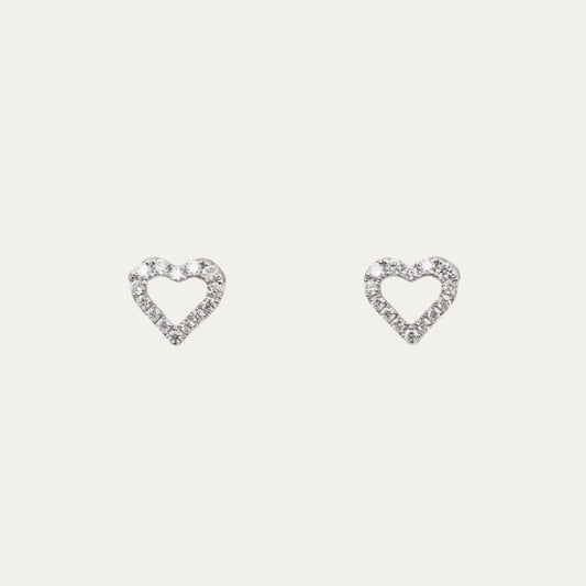 18k白金縷空心形鑽石耳環 18k White Gold 0.13ct Heart Shape Diamond Earrings