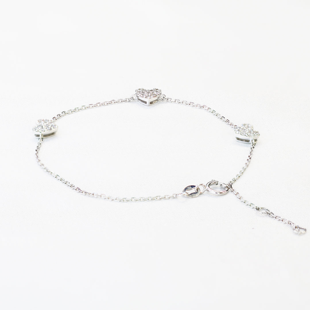 18k White Gold Heart Bracelet 18k白金心心手鏈