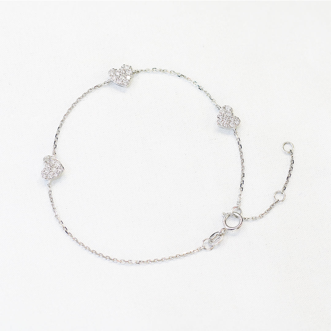 18k White Gold Heart Bracelet 18k白金心心手鏈