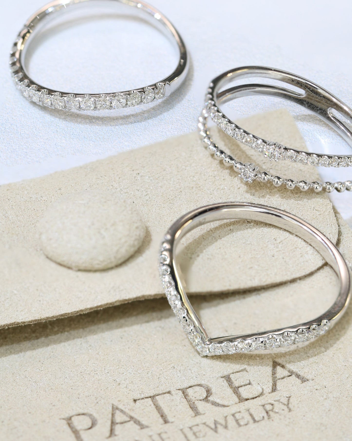 三隻白金鑽石線戒 3 Diamond Rings