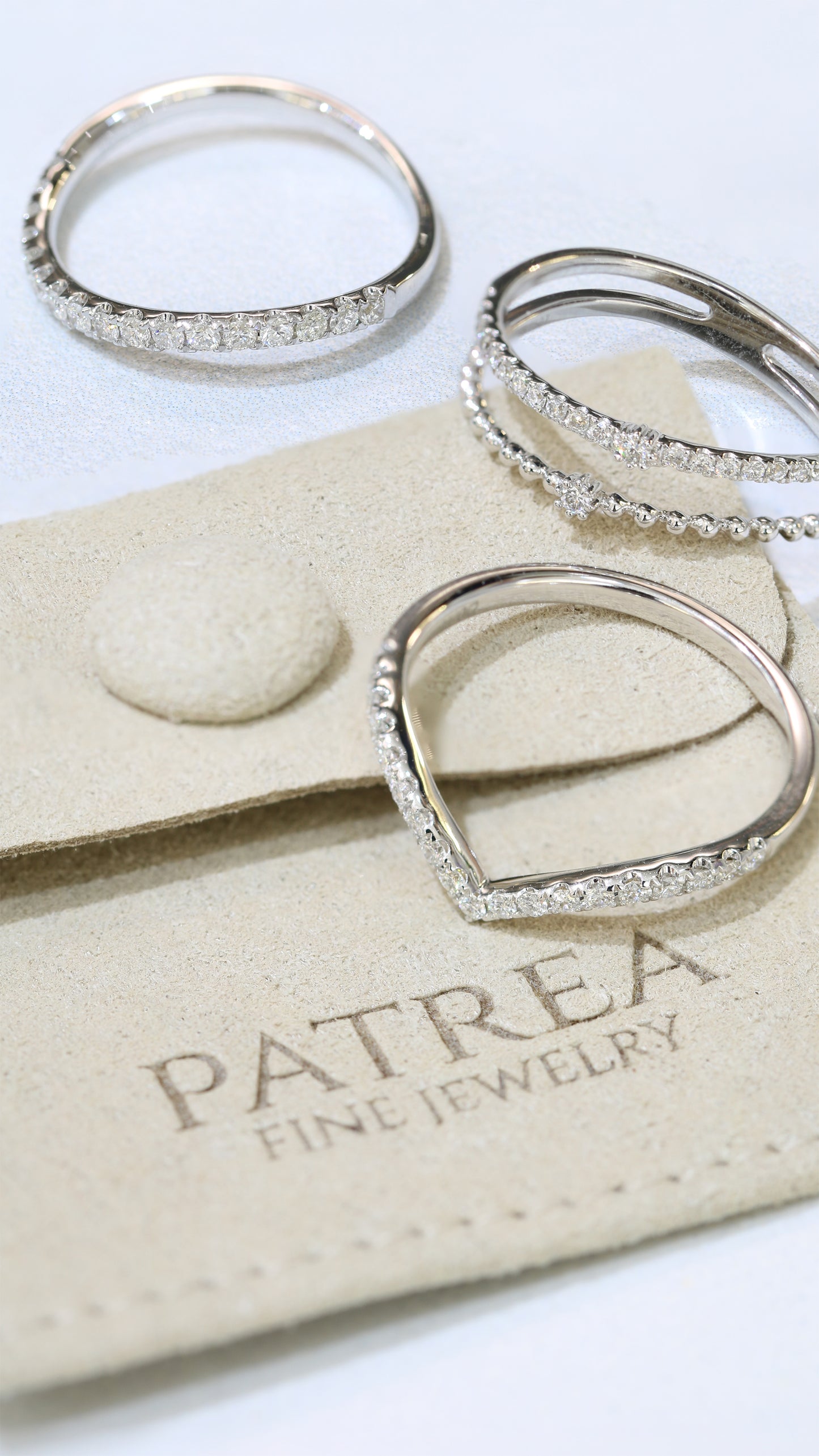 三隻18k白金鑽石戒指 Three 18k White Gold Diamond Rings