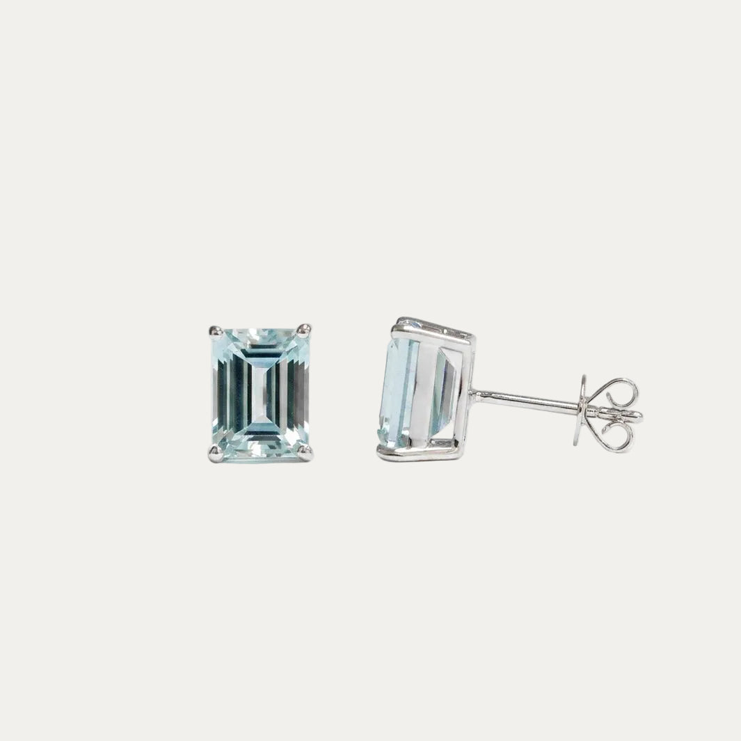 18k White Gold Emerald Cut Aquamarine Stud Earrings, Pair-Earrings,Patrea Jewelry,birthstone jewelry Hong Kong, Aquamarine jewelry hk, Bespoke gemstone jewelry HK, Luxury aquamarine 18k gold, 海藍寶首飾 推薦, 天然海藍寶石, 藍寶石 珠寶 香港, Jewelry HK Online, 海藍 寶 價格