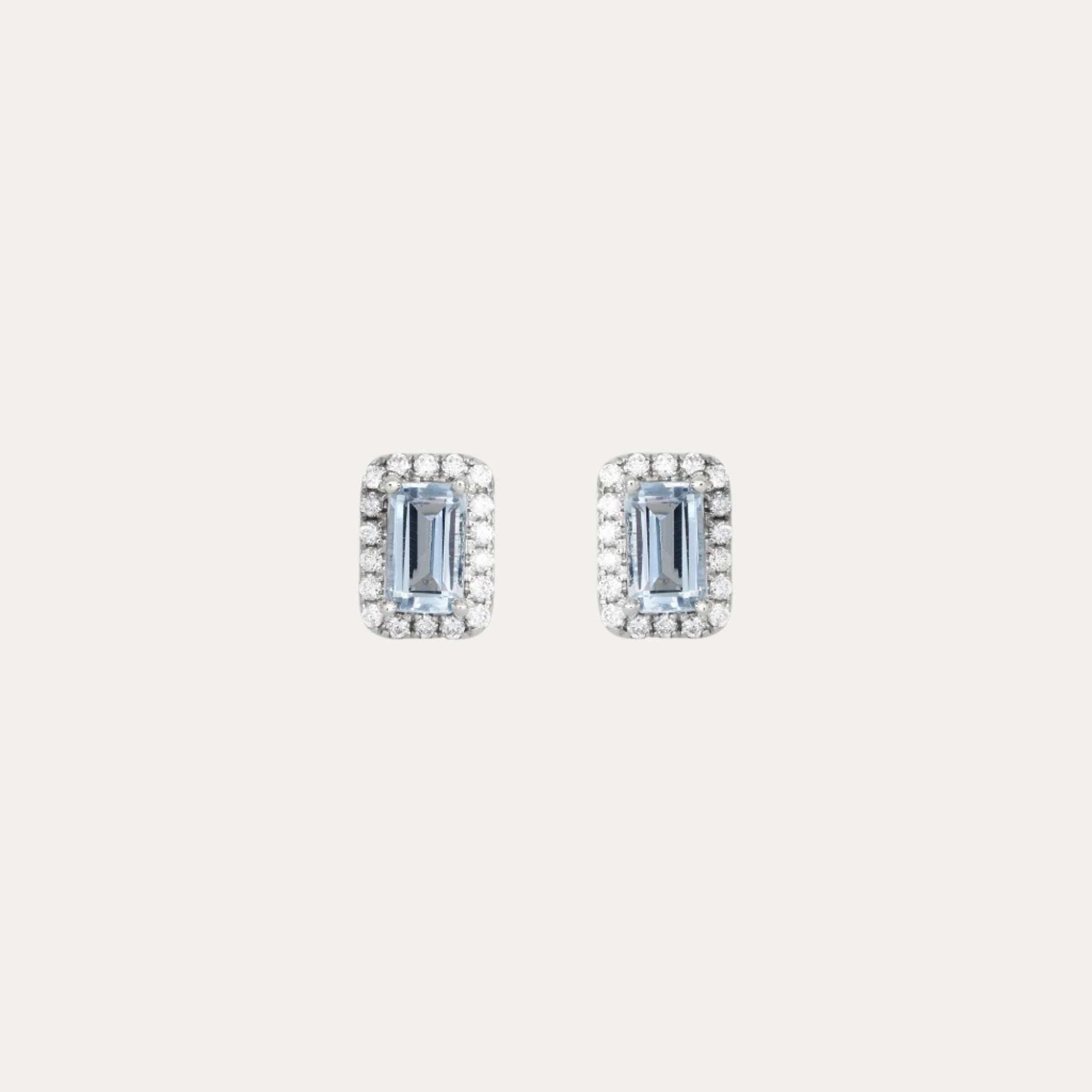 18k White Gold Emerald Cut Santa Maria Aquamarine Halo Diamond Earrings, Pair-Earrings,Patrea Jewelry,birthstone jewelry Hong Kong, Aquamarine jewelry hk, Bespoke gemstone jewelry HK, Luxury aquamarine 18k gold, 海藍寶首飾 推薦, 天然海藍寶石, 藍寶石 珠寶 香港, Jewelry HK Online, 海藍 寶 價格