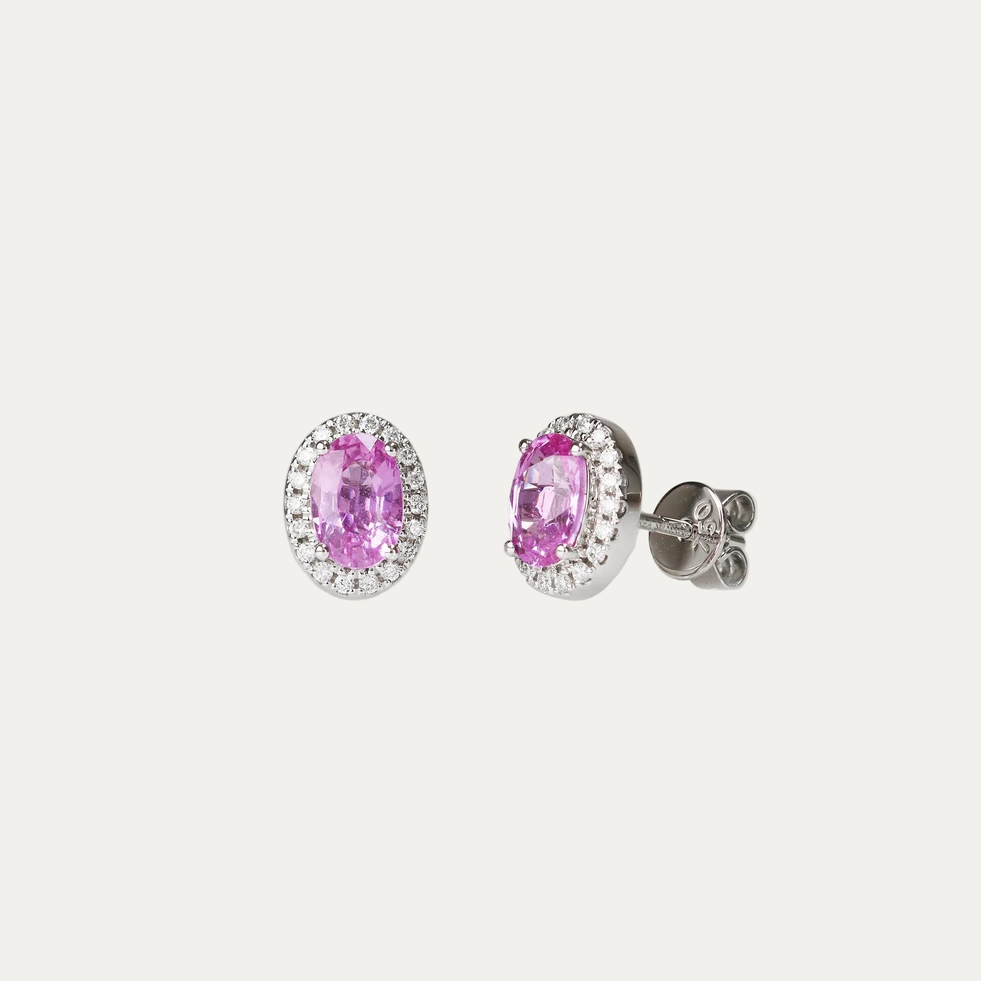 18k White Gold Oval-shaped Pink Sapphire Halo Diamond Earrings-Patrea Jewelry,結婚珠寶 香港,尖沙咀 鑽石珠寶店,香港 GIA鑽石專門店,尖沙咀 訂造結婚戒指, Best jewelry store Tsim Sha Tsui, Tsim Sha Tsui diamond jewelry shop, jewelry showroom hk,輕婚紗首飾, 婚禮耳環,新娘首飾,婚戒推薦, bridal jewelry hk, 18k white gold diamond jewelry,一 卡 鑽石 幾多 錢,買 求婚 戒指,一 卡 鑽石 多少 錢,求婚 戒指 預算,一 卡 鑽石 戒指 價錢,gia 證書,香港 鑽石, natural diamond ring hk, 天然鑽石戒指 香港,求婚 戒指 香港, 鑽戒 訂造, 求婚 一 卡