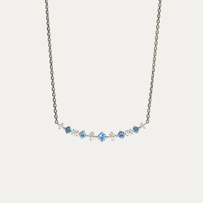 18k White Gold Santa Maria Aquamarine Diamond Smile Curved Bar Necklace-Necklaces,Patrea Jewelry,birthstone jewelry Hong Kong, Aquamarine jewelry hk, Bespoke gemstone jewelry HK, Luxury aquamarine 18k gold, 海藍寶首飾 推薦, 天然海藍寶石, 藍寶石 珠寶 香港, Jewelry HK Online, 海藍 寶 價格