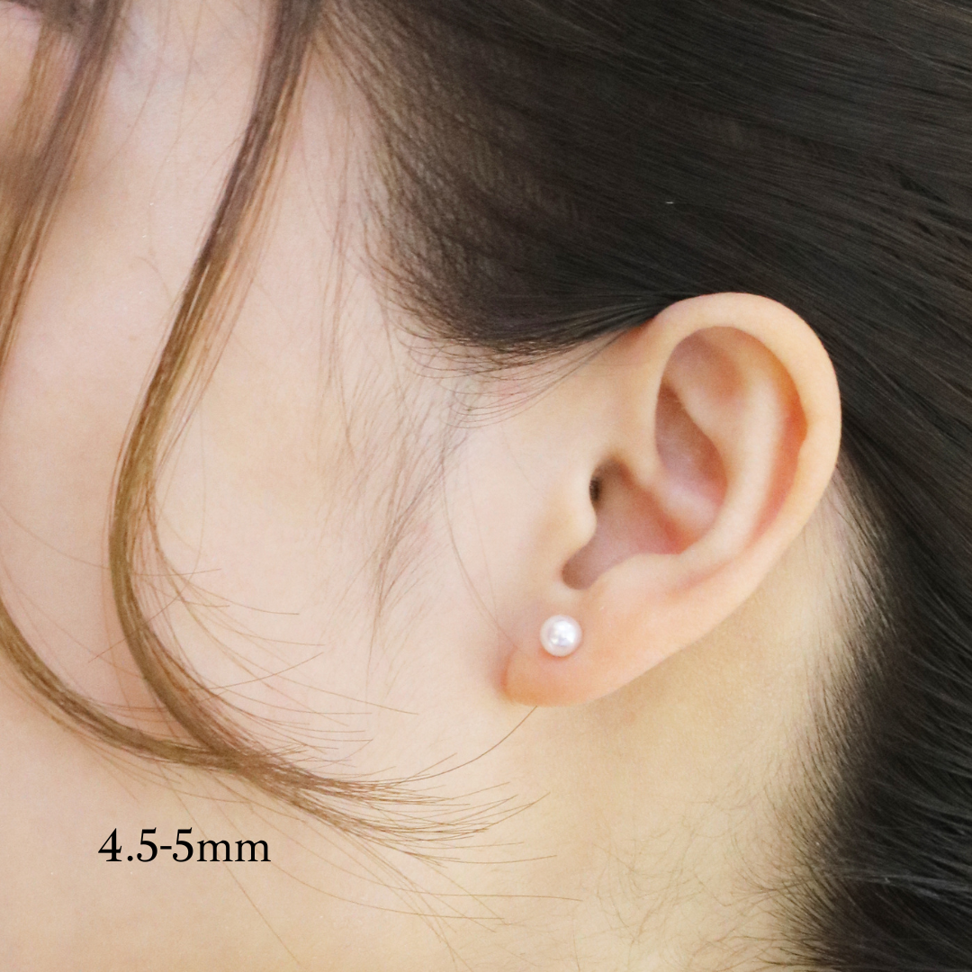 18k White Gold Japanese Akoya Pearl Stud Earrings 18k白金日本阿古屋Akoya珍珠耳環 4.5-5mm