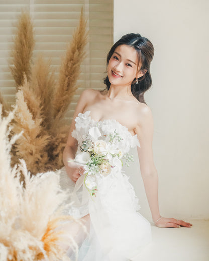 18k White Gold Diamond Dangle Earrings, Pair