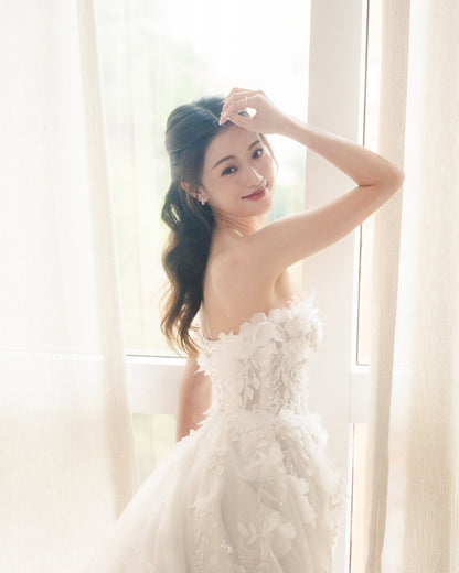 18k White Gold Diamond Hoop Earrings, Pair