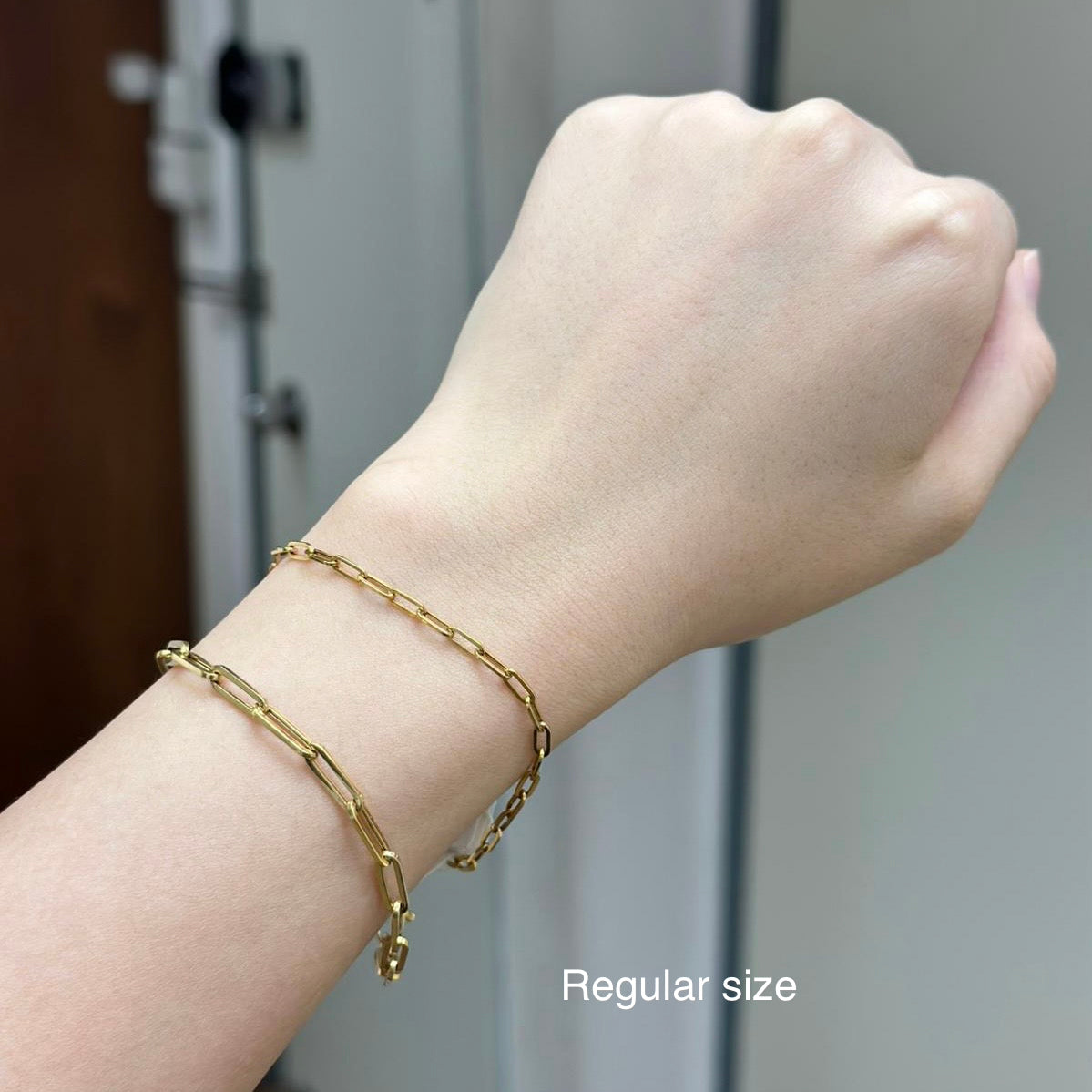 Paper Clip Chain Bracelet (White/Rose/Yellow Gold)